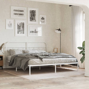 Metallbett mit Kopfteil Weiß 183x213 cm
