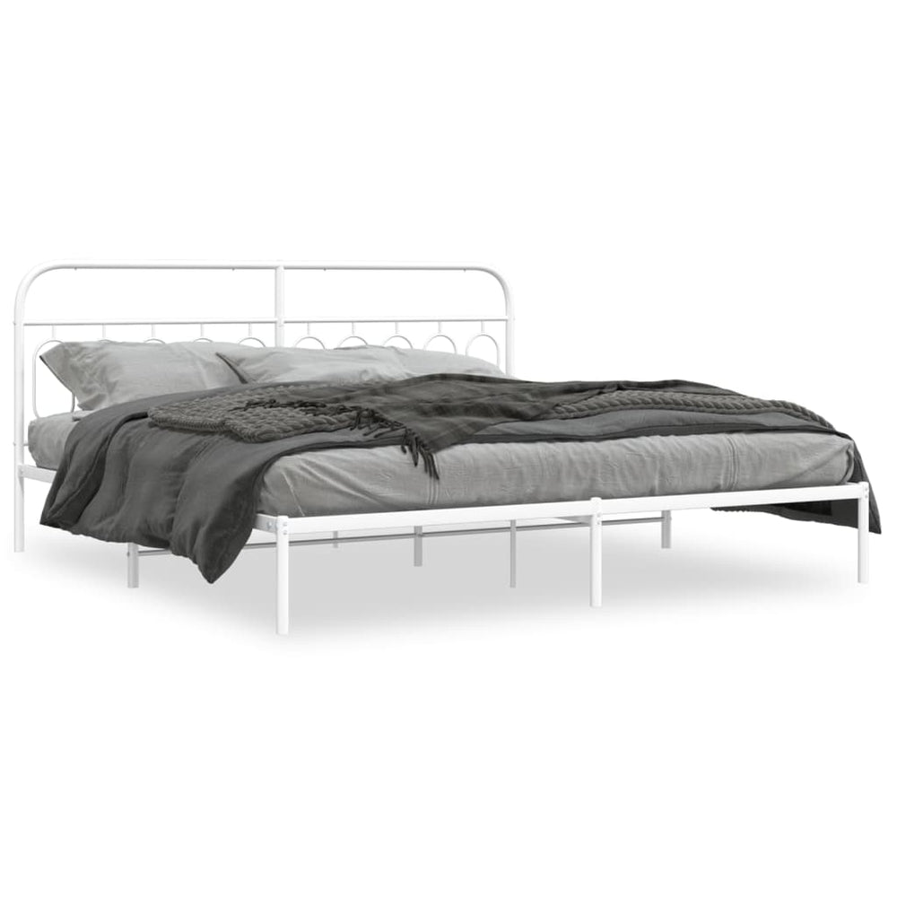 vidaXL Cadre de lit avec tête de lit Métal Blanc 200x200 cm
