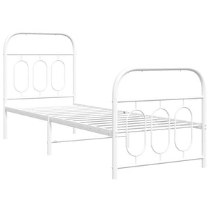 Metall Bettgestell Weiß 75x190 cm