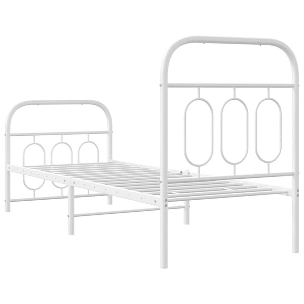 Metall Bettgestell Weiß 75x190 cm
