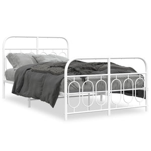 vidaXL Cadre de lit avec tête et pied de lit Métal Blanc 120x190 cm
