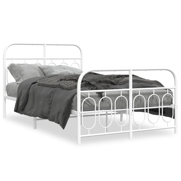 vidaXL Cadre de lit avec tête et pied de lit Métal Blanc 120x190 cm