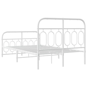 vidaXL Cadre de lit avec tête et pied de lit Métal Blanc 120x190 cm