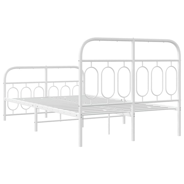 vidaXL Cadre de lit avec tête et pied de lit Métal Blanc 120x190 cm