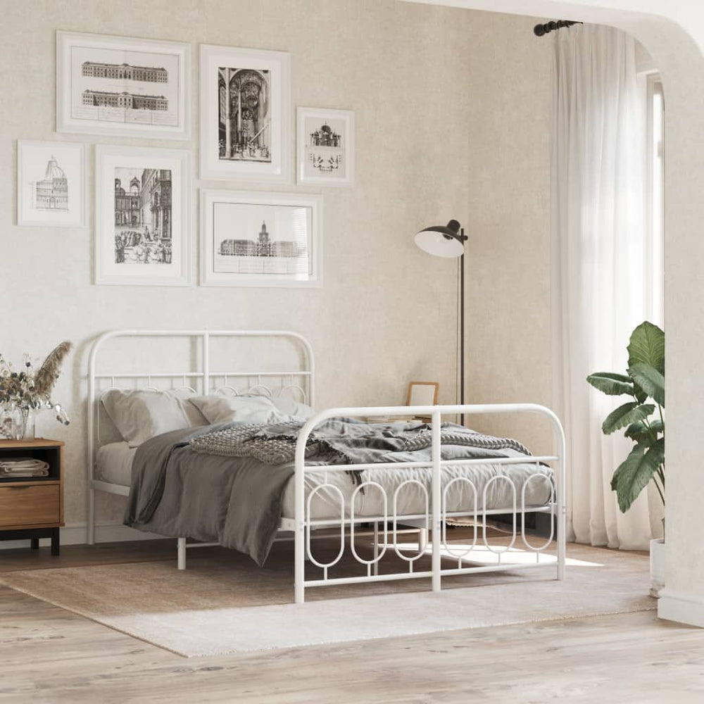 vidaXL Cadre de lit avec tête et pied de lit Métal Blanc 120x200 cm
