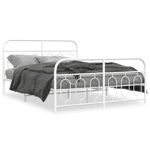 vidaXL Cadre de lit avec têtes et pieds de lit Métal Blanc 135x190 cm