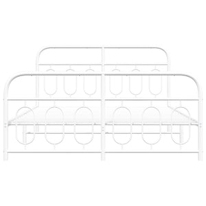 vidaXL Cadre de lit avec têtes et pieds de lit Métal Blanc 135x190 cm