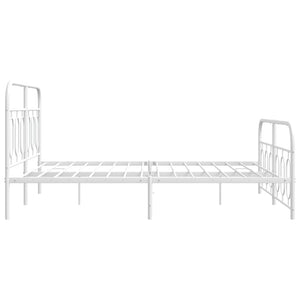 vidaXL Cadre de lit avec têtes et pieds de lit Métal Blanc 135x190 cm