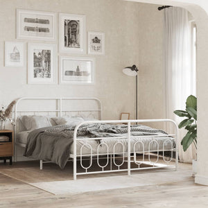 vidaXL Cadre de lit avec têtes et pieds de lit Métal Blanc 135x190 cm
