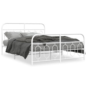 vidaXL Cadre de lit avec tête et pied de lit en métal blanc 140x190 cm
