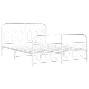 vidaXL Cadre de lit avec tête et pied de lit en métal blanc 140x190 cm
