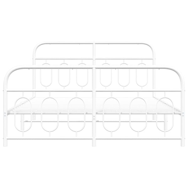 vidaXL Cadre de lit avec tête et pied de lit en métal blanc 140x190 cm
