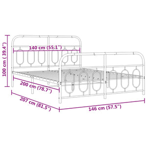 Bettgestell Metall Weiß 140x200 cm