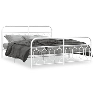 Metall Bettgestell Weiß 193x203 cm
