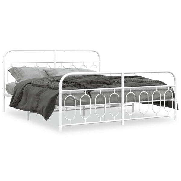 Metall Bettgestell Weiß 193x203 cm