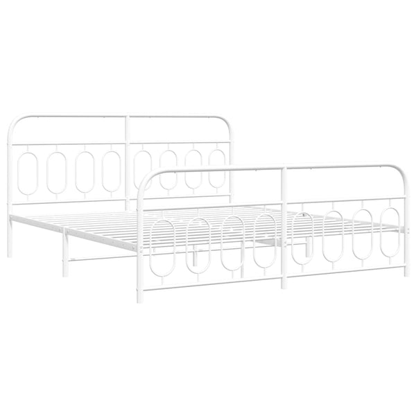 Metall Bettgestell Weiß 193x203 cm