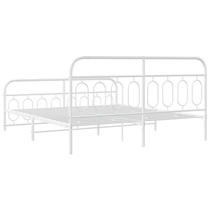 Metall Bettgestell Weiß 193x203 cm