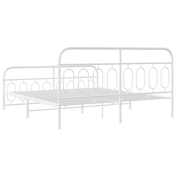 Metall Bettgestell Weiß 193x203 cm