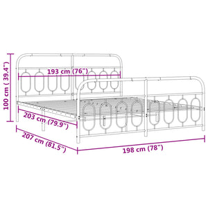 Metall Bettgestell Weiß 193x203 cm