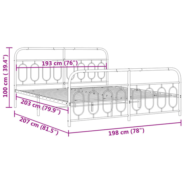 Metall Bettgestell Weiß 193x203 cm
