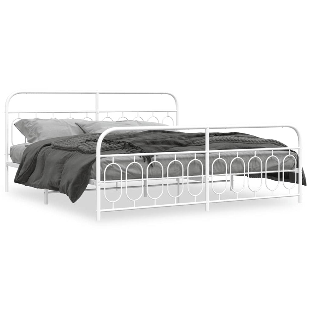 vidaXL Cadre de lit avec tête et pied de lit Métal Blanc 200x200 cm