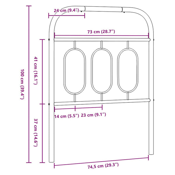 Weißes Metall Kopfteil 75 cm