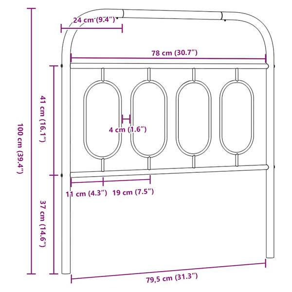 Weißes Metall Kopfteil 80 cm