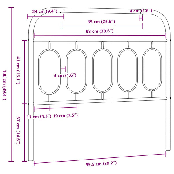 Metall Kopfteil Weiß 100 cm
