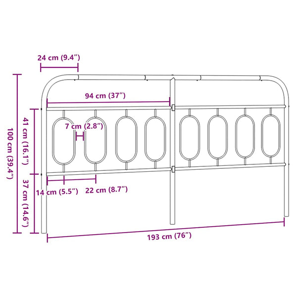 Metall Kopfteil Weiß 193 cm
