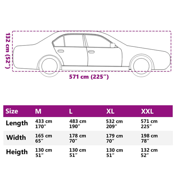 Autoabdeckung Limousine Silber XXL