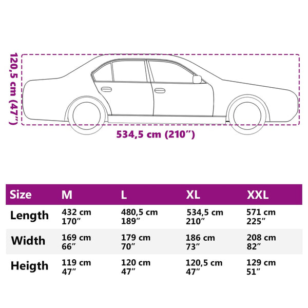 vidaXL Housse de voiture pour berline avec sangles Boucle Argent Taille XL PEVA