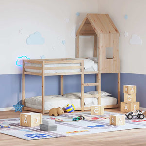 Kinderbett Dach 60x89x134,5 cm Kiefer Massivholz