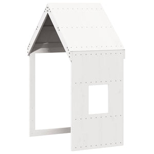 Kinderbett Dach Weiß Kiefer Massivholz 60x89x134,5 cm