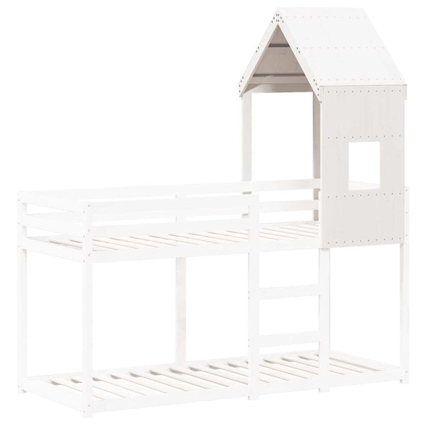 Kinderbett Dach Weiß Kiefer Massivholz 60x89x134,5 cm