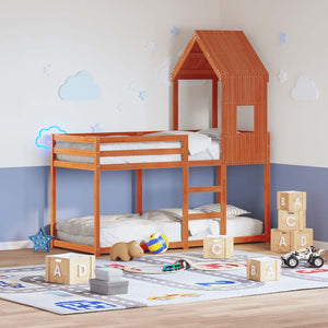 Kinderbett Dach, Wachsbraun, Massivholz