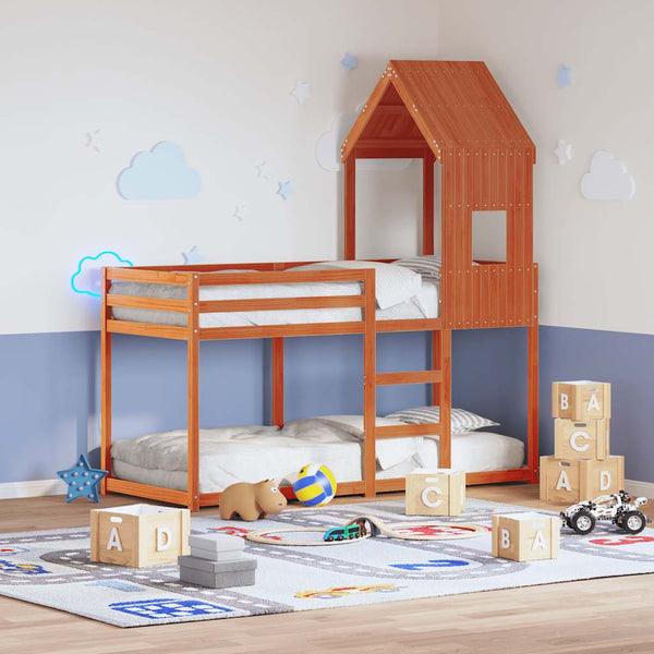 Kinderbett Dach, Wachsbraun, Massivholz