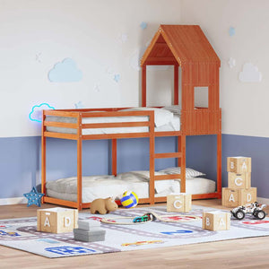 Kinderbett Dach Kiefer Massivholz 60x99x139,5 cm