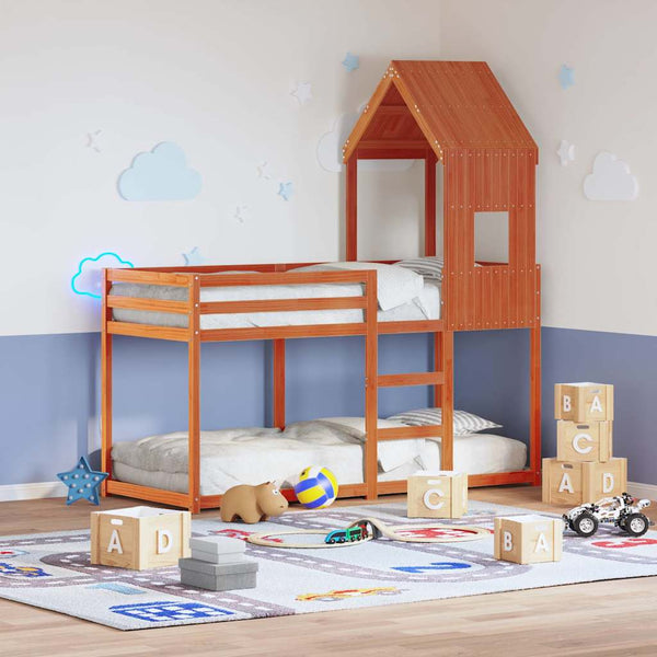 Kinderbett Dach Kiefer Massivholz 60x99x139,5 cm