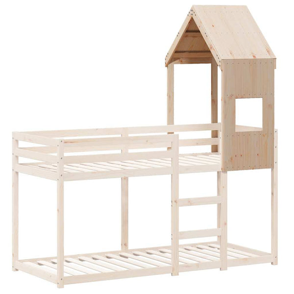 Kinderbett Dach Massivholz Kiefer 55x99x139,5 cm