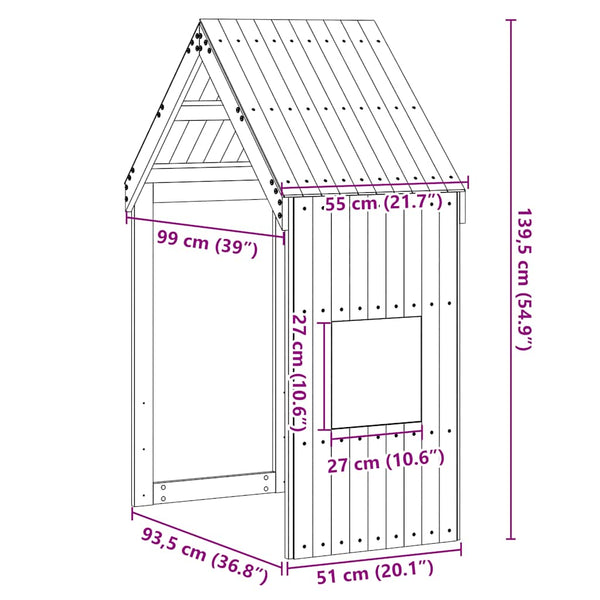 vidaXL Toit pour lit d'enfant Marron ciré 55x99x139,5 cm Bois massif