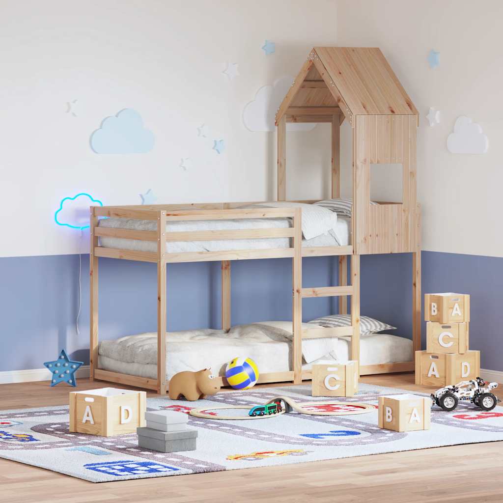 Kinderbett Dach 55x84x132 cm Kiefer Massivholz