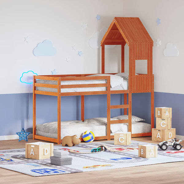 Kinderbett Dach, Wachsbraun, Massivholz