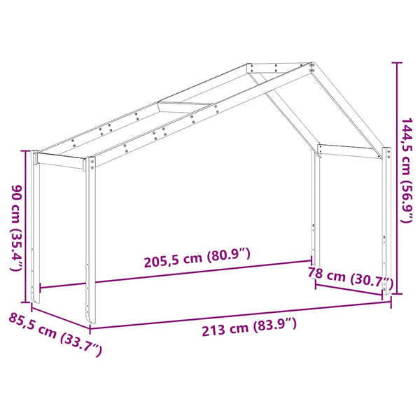 Kinderbett Dach Massivholz Kiefer 213x85,5x144,5 cm