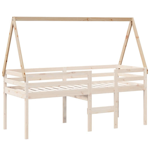 Kinderbett Dach Massivholz Kiefer 209x85,5x88 cm