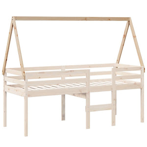 Kinderbett Dach Kiefer Massivholz 199x95,5x88 cm