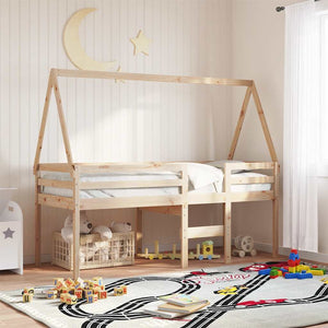 Kinderbett Dach Kiefer Massivholz 199x95,5x88 cm