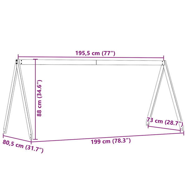 vidaXL Toit pour lit d'enfant Marron ciré 199x80,5x88 cm Bois de pin massif