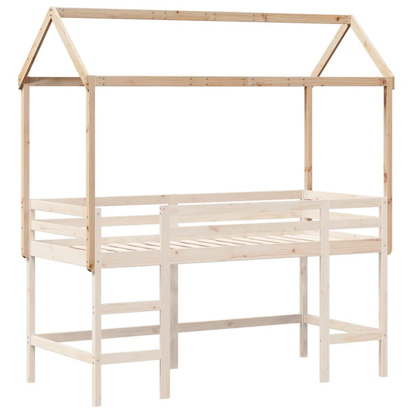Kinderbett Dach Massivholz Kiefer 217x85,5x154 cm