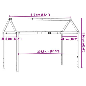 Kinderbett Dach Massivholz Kiefer 217x85,5x154 cm