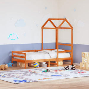 Kinderbett Dach, Wachsbraun, Kiefer Massivholz